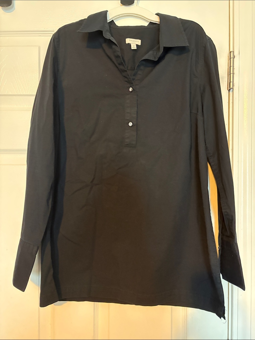 Talbots Black Collared Long-Sleeve Top